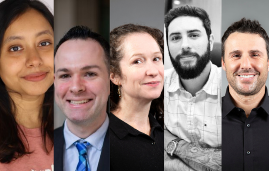 Headshot of five new and promoted professors
