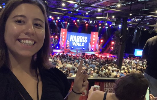 Florencia Feleder at a Harris campaign event