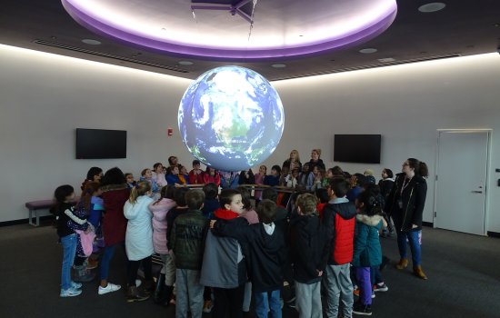 North Colonie elementary students view the "Science on a Sphere" at ETEC.