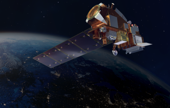 Artist’s rendering of the NOAA-21 satellite in Earth's orbit.