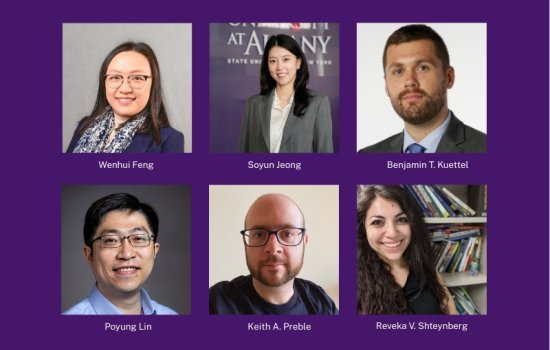 Headshots of Wenhui Feng, Soyun Jeong, Benjamin T. Kuettel, Poyung Lin, Keith A. Preble and Reveka V. Shteynberg
