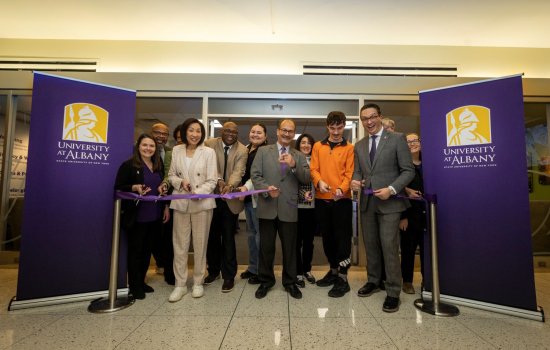 UAlbany leadership, staff and students celebrate the opening of the new Thrive Hub 