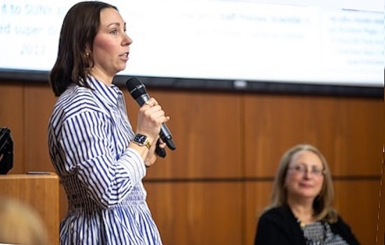 Biology Alumna Cathleen Schiraldi speaks to Women's Day audience