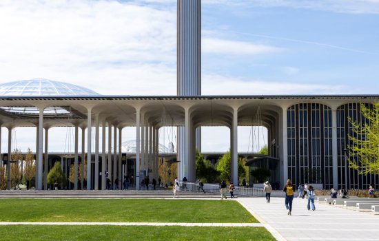 photo of the podium on UAlbany's Uptown Campus