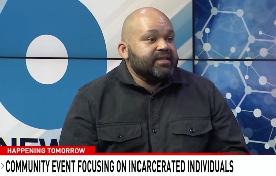 Justin Clayton on CBS6. On top of his image, text says, "Happening tomorrow: Community event focusing on incarcerated individuals".