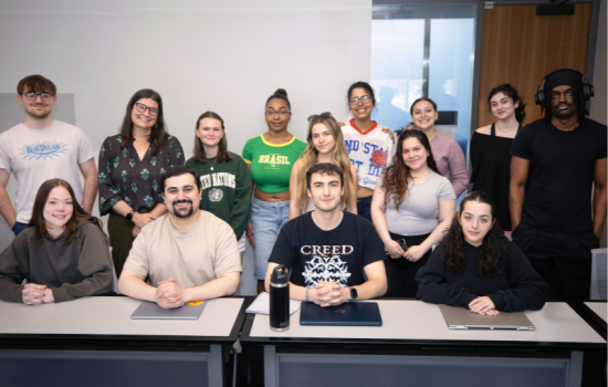 Students in the Nonprofit Organizations, Private Philanthropy, and Solving Public Problems course pose in the classroom.