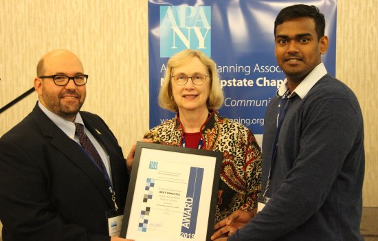 Left to right: Mark Castiglione, MRP Alumni, Marcia Kees, instructor, Karthik Soundara Rajan, MRP student