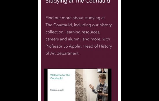 UAlbany Art History graduate Acacia Larson featured as “face” of the Courtauld Institute in London, where she is currently studying as a graduate student