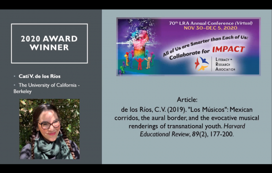 Dr. Cati de los Rios, recipient of Arthur Applebee Award