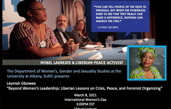Leymah Gbowee virtual lecture March 8, 2021 promo