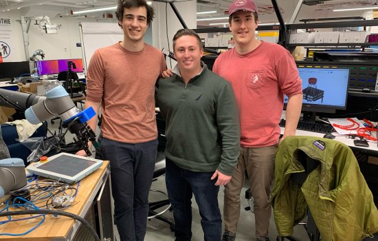 Nick Domnisch ’15 with engineers on The Ventilator Project