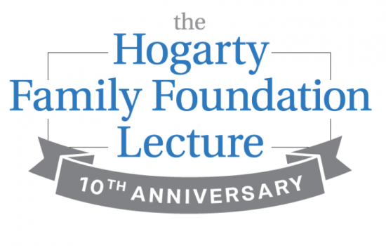 "The Hogarty Family Foundation Lecture 10th Anniversary" is written in blue text on a white background.