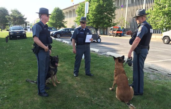UPD Officers with K-9 Dogs on UAlbany Campus