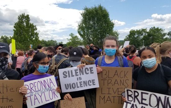 WGSS faculty and students at Troy, NY Black Lives matter rally