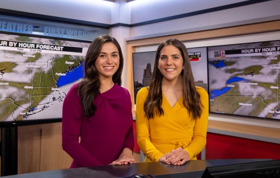 UAlbany's WNYT students take photo in studio.
