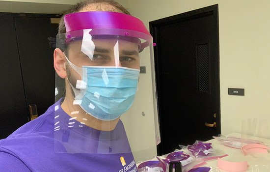 ECE Professor Jonathan Muckell and his team of volunteers have built and shipped 250 face shields as of April 16, 2020. 