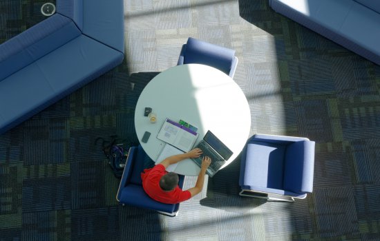 student studying alone