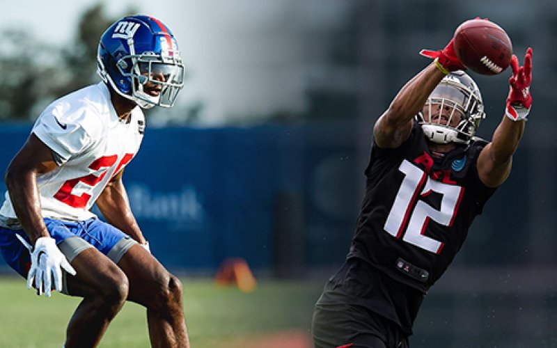 UAlbany alums Jarren Williams, left, and Juwan Green have been signed to the N.Y. Giants and Atlanta Falcons practice squads for the 2020 season.