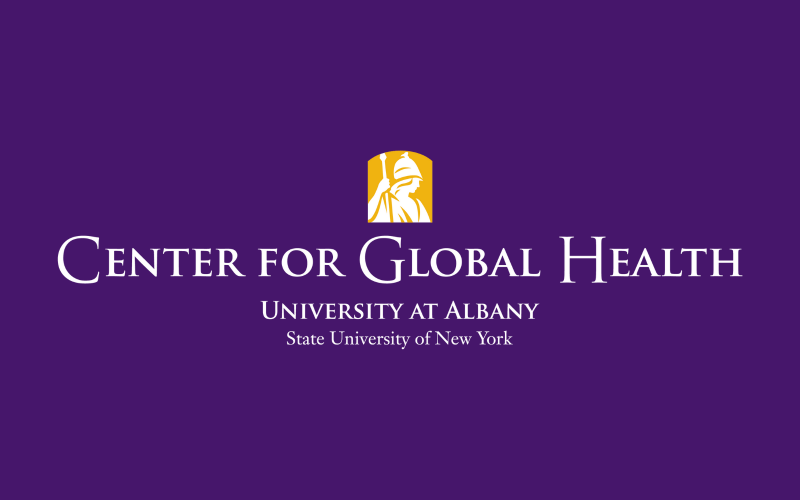 The "Center for Global Health" is written in white text on a purple background.