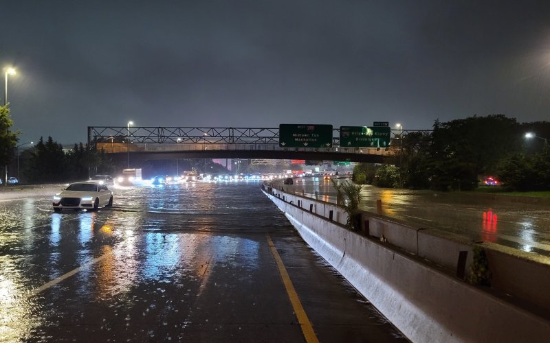 Flash flooding on the the Long Island Expressway due to Ida.