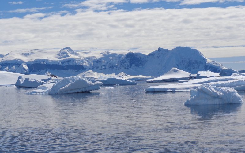 Melting icebergs in the Arctic Ocean.