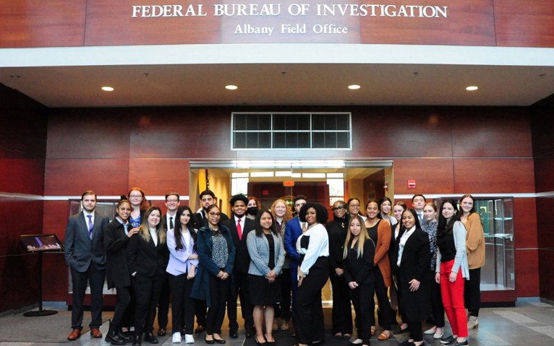 Student graduates of the FBI's Collegiate Academy at the Albany Field Office.