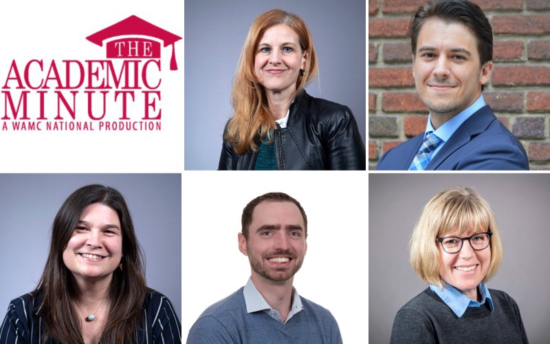 Headshots of the five Rockefeller College faculty members featured on The Academic Minute.