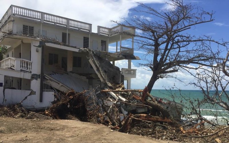 A home on the beach in Rincón, Puerto Rico is destroyed by Hurricane Maria.