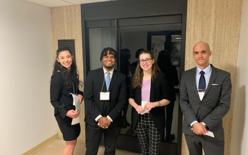 UAlbany Cyber Danes prepare for their presentation at Columbia University.