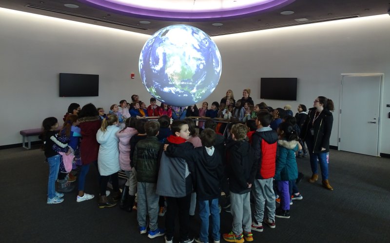 North Colonie elementary students view the "Science on a Sphere" at ETEC.