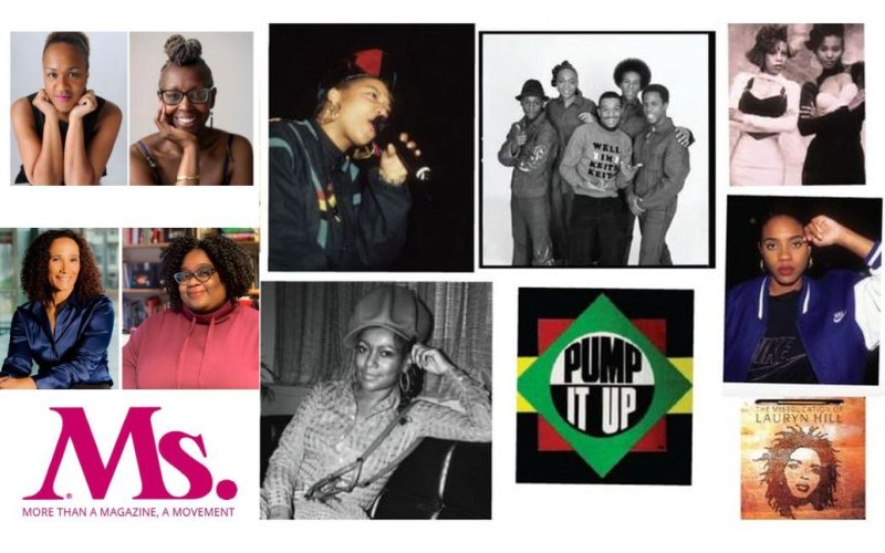 Multiple images of women in hip-hop, along with the Ms. magazine logo, form a collage