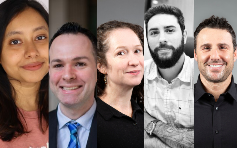 Headshot of five new and promoted professors