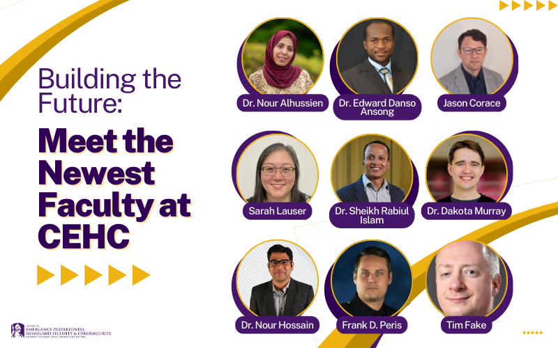 A graphic of the nine new faculty members