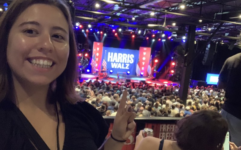 Florencia Feleder at a Harris campaign event