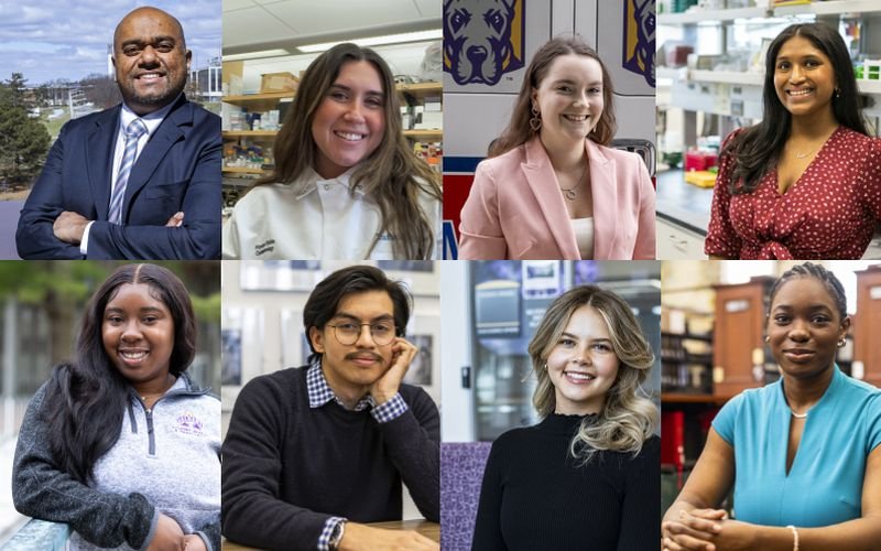 composite of eight student portraits