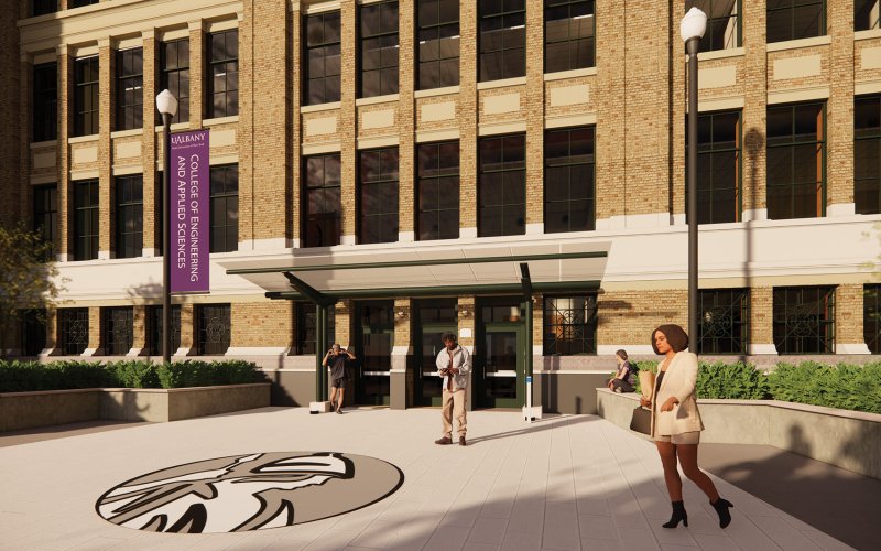 Rendering of the new entry to the Engineering and Applied Sciences building at UAlbany.