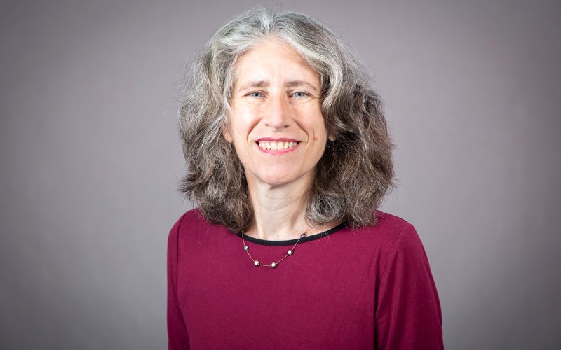 Julie Novkov, smiling in a purple sweater