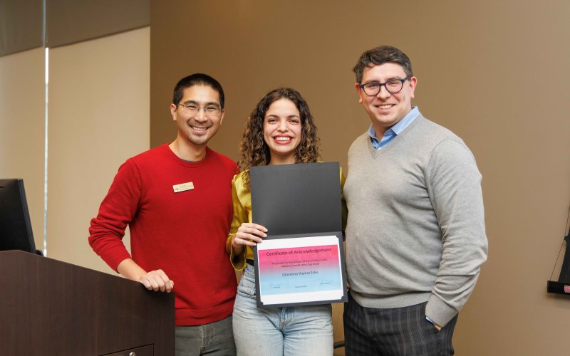 Giovanna Vianna Esko, winner of the Constitution Day Essay Contest, poses with organizers. 