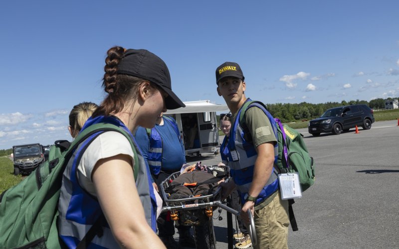 Students participate in the New York Hope Disaster Response Exercise at the State Preparedness Training Center in Oriskany, N.Y.