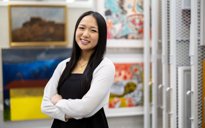 UAlbany senior Meagan Leung is seen in the University Art Museum Collections Study Space.