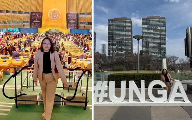 Chomolungma Tamang at the Women Breaking Barriers event at the United Nations.