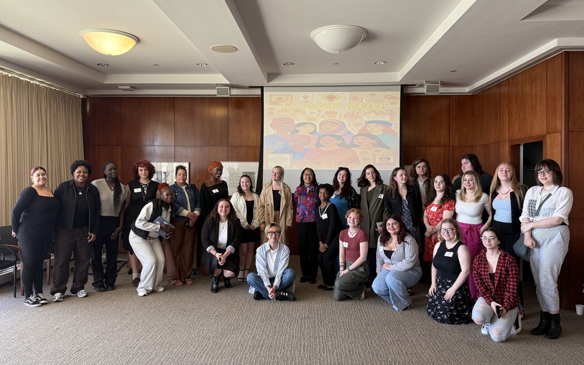 Students presenting at UAlbany Showcase 2025