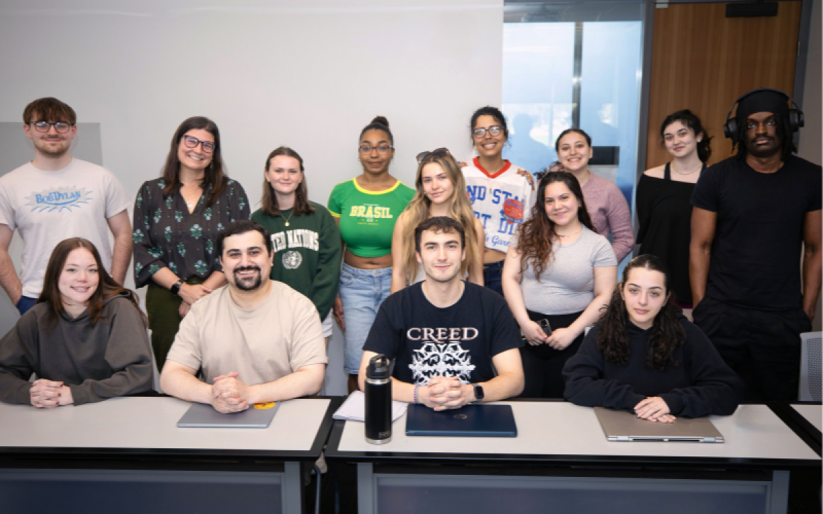 Students in the Nonprofit Organizations, Private Philanthropy, and Solving Public Problems course pose in the classroom. 