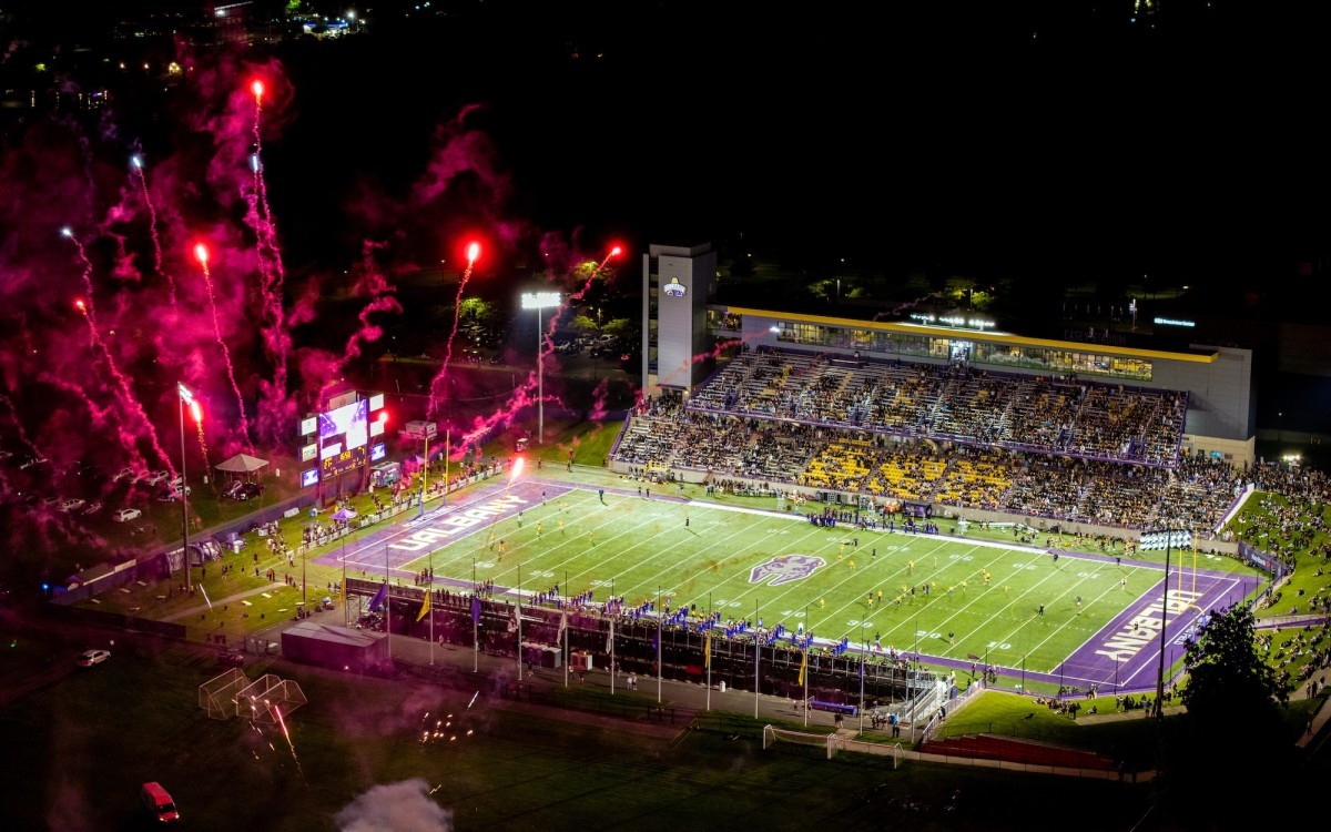 Fireworks over UAlbany's Tom and Mary Casey stadium