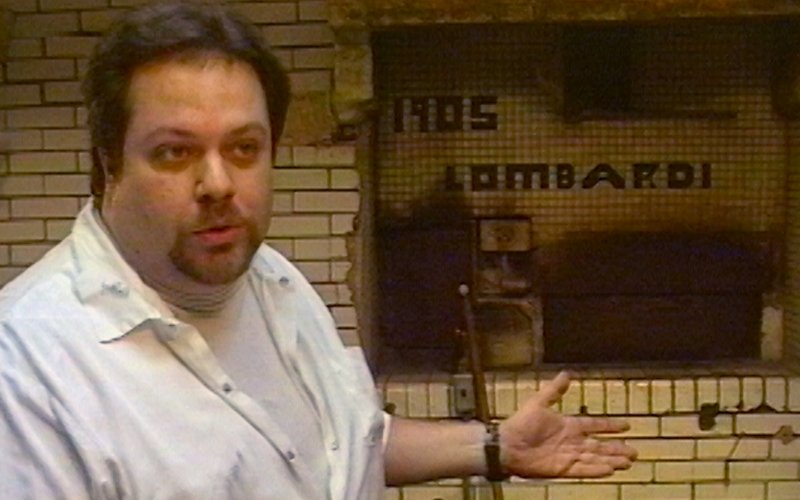 Andrew Bellucci in his Lombardi's Pizza restaurant circa 1995