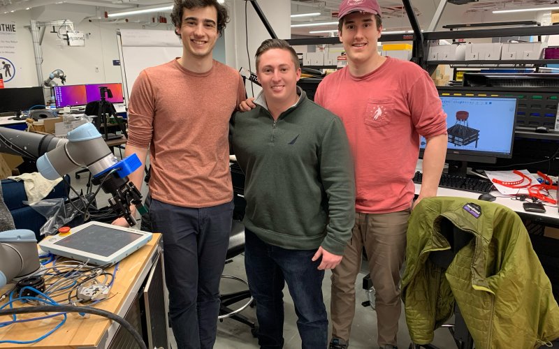 Nick Domnisch ’15 with engineers on The Ventilator Project