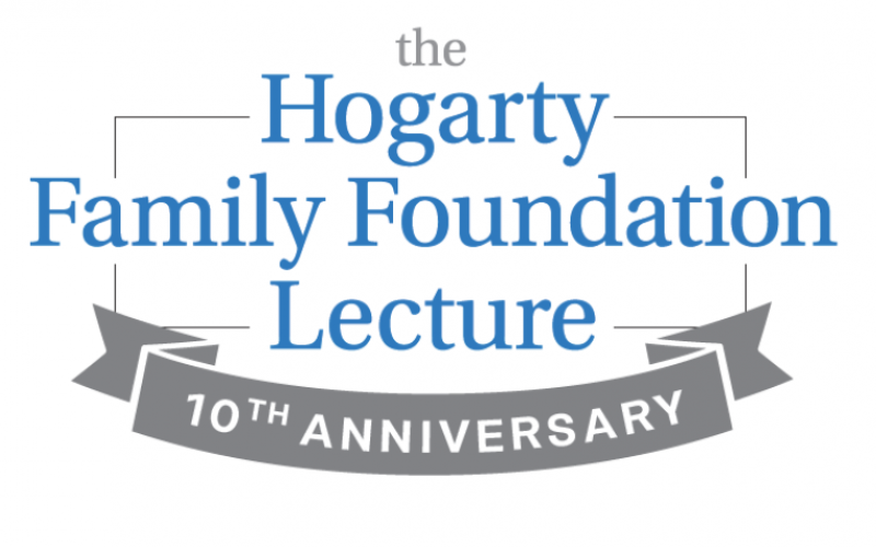 "The Hogarty Family Foundation Lecture 10th Anniversary" is written in blue text on a white background.