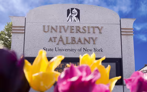 Signage on UAlbany campus (photo by Paul Miller)