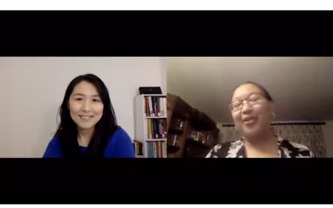 Left, Professor Julie Suk, is interviewed by Dr. Janell Hobson, professor and chair of the UAlbany Department of Women's, Gender and Sexuality Studies 