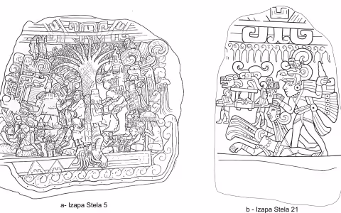 Izapa Stelae from the site near Chipas Mexico detail life in the Ancient State from 2,000 years ago